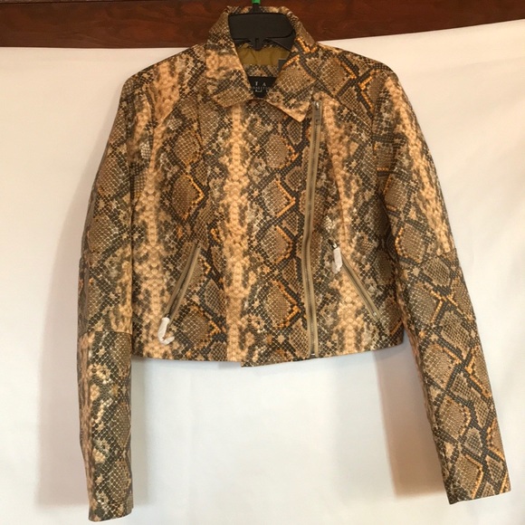 💥NWT💥 Coalition LA Snake Eyes Crop Vegan Moto Jacket Sz. L - Picture 5 of 14